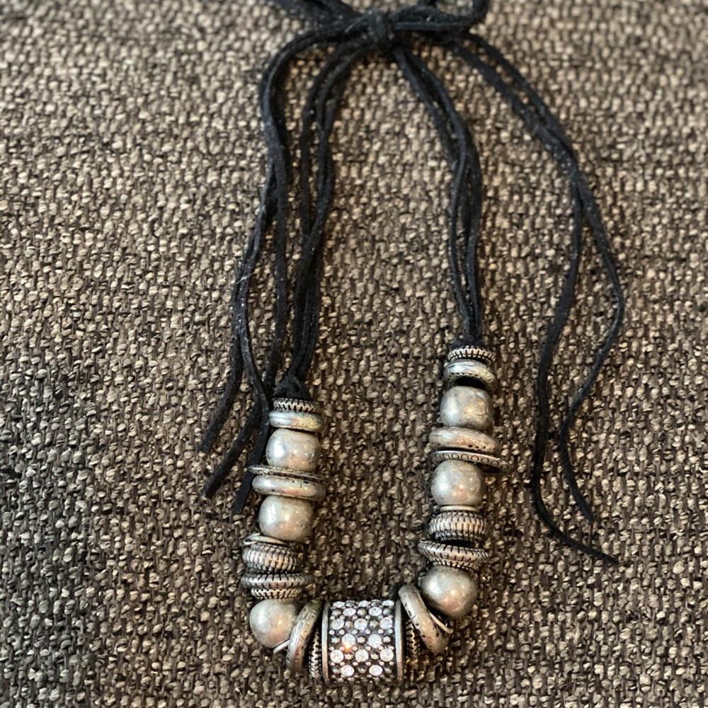 Custom made metal and leather necklace